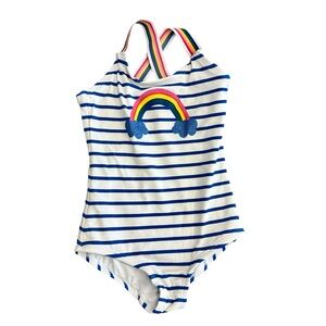 Hanna Andersson Sunblock One Piece Rainbow Trim Swimsuit Size 4